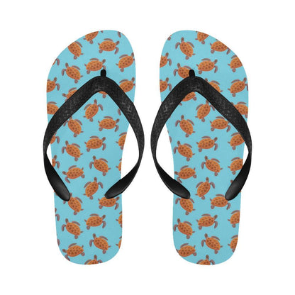 Brow Sea Turtle Print Pattern Flip Flops-JTAMIGO.COM