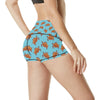 Brow Sea Turtle Print Pattern High Waisted Spandex Shorts-JTAMIGO.COM