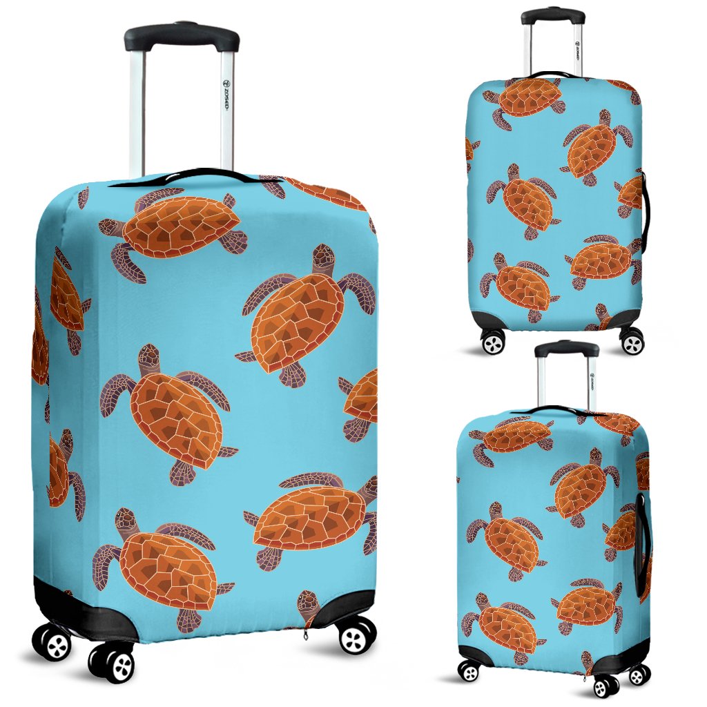 Brow Sea Turtle Print Pattern Luggage Cover Protector
