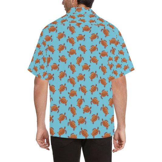 Brow Sea Turtle Print Pattern Men Aloha Hawaiian Shirt
