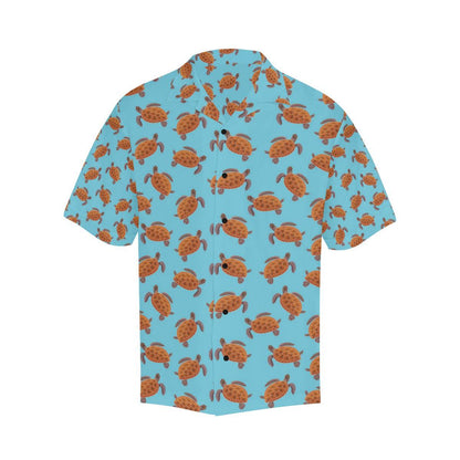 Brow Sea Turtle Print Pattern Men Aloha Hawaiian Shirt