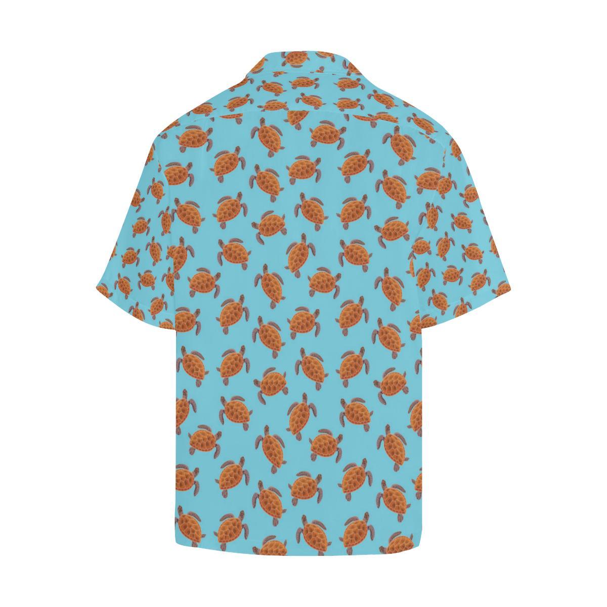 Brow Sea Turtle Print Pattern Men Aloha Hawaiian Shirt