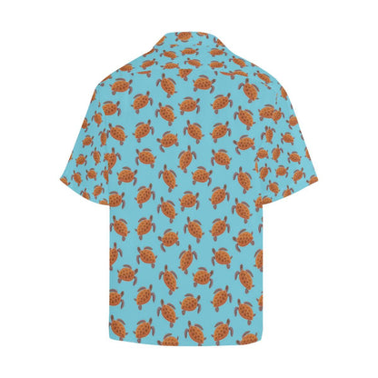 Brow Sea Turtle Print Pattern Men Aloha Hawaiian Shirt