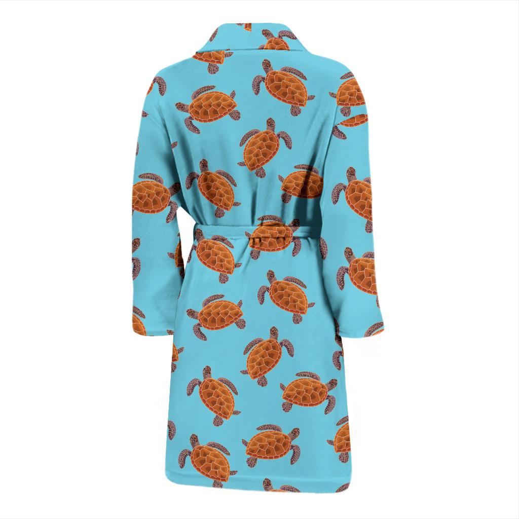 Brow Sea Turtle Print Pattern Men Bath Robe-JTAMIGO.COM