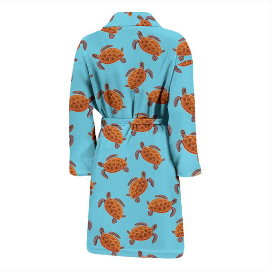 Brow Sea Turtle Print Pattern Men Bath Robe-JTAMIGO.COM