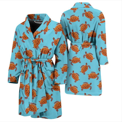 Brow Sea Turtle Print Pattern Men Bath Robe-JTAMIGO.COM