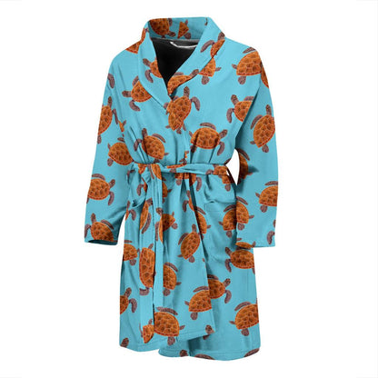 Brow Sea Turtle Print Pattern Men Bath Robe-JTAMIGO.COM