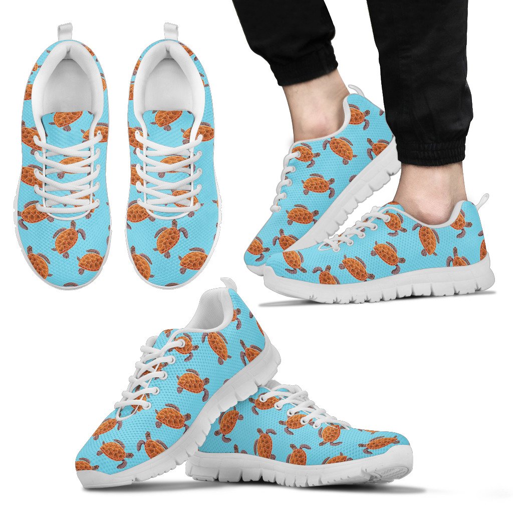 Brow Sea Turtle Print Pattern Men Sneakers Shoes