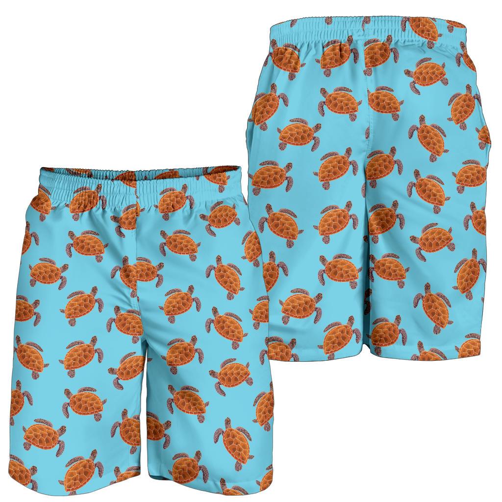 Brow Sea Turtle Print Pattern Mens Shorts-JTAMIGO.COM