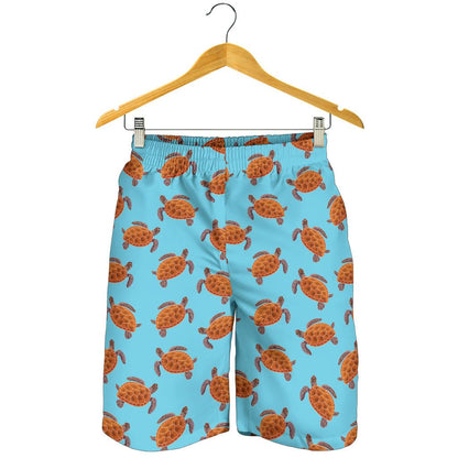 Brow Sea Turtle Print Pattern Mens Shorts-JTAMIGO.COM