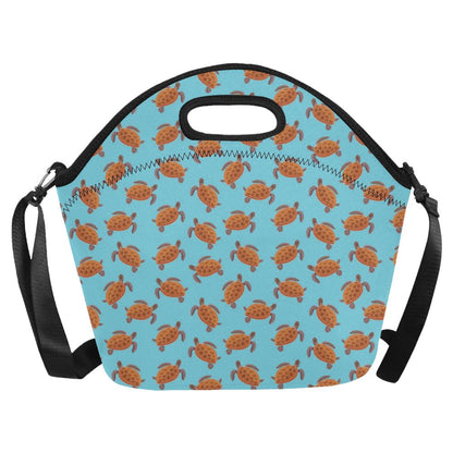 Brow Sea Turtle Print Pattern Neoprene Lunch Bag (Model 1669)(Large)-JTAMIGO.COM
