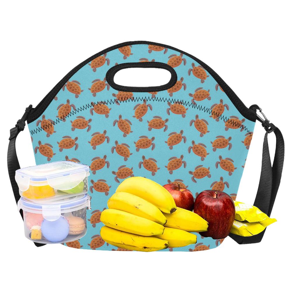 Brow Sea Turtle Print Pattern Neoprene Lunch Bag (Model 1669)(Large)-JTAMIGO.COM