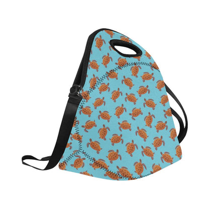 Brow Sea Turtle Print Pattern Neoprene Lunch Bag (Model 1669)(Large)-JTAMIGO.COM