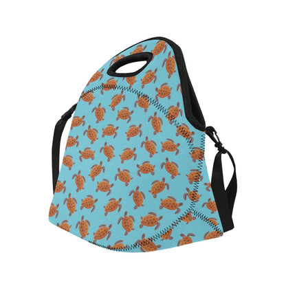 Brow Sea Turtle Print Pattern Neoprene Lunch Bag (Model 1669)(Large)-JTAMIGO.COM