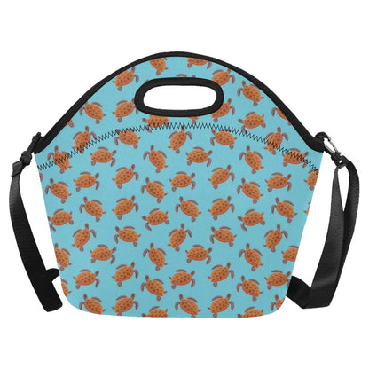 Brow Sea Turtle Print Pattern Neoprene Lunch Bag (Model 1669)(Large)-JTAMIGO.COM