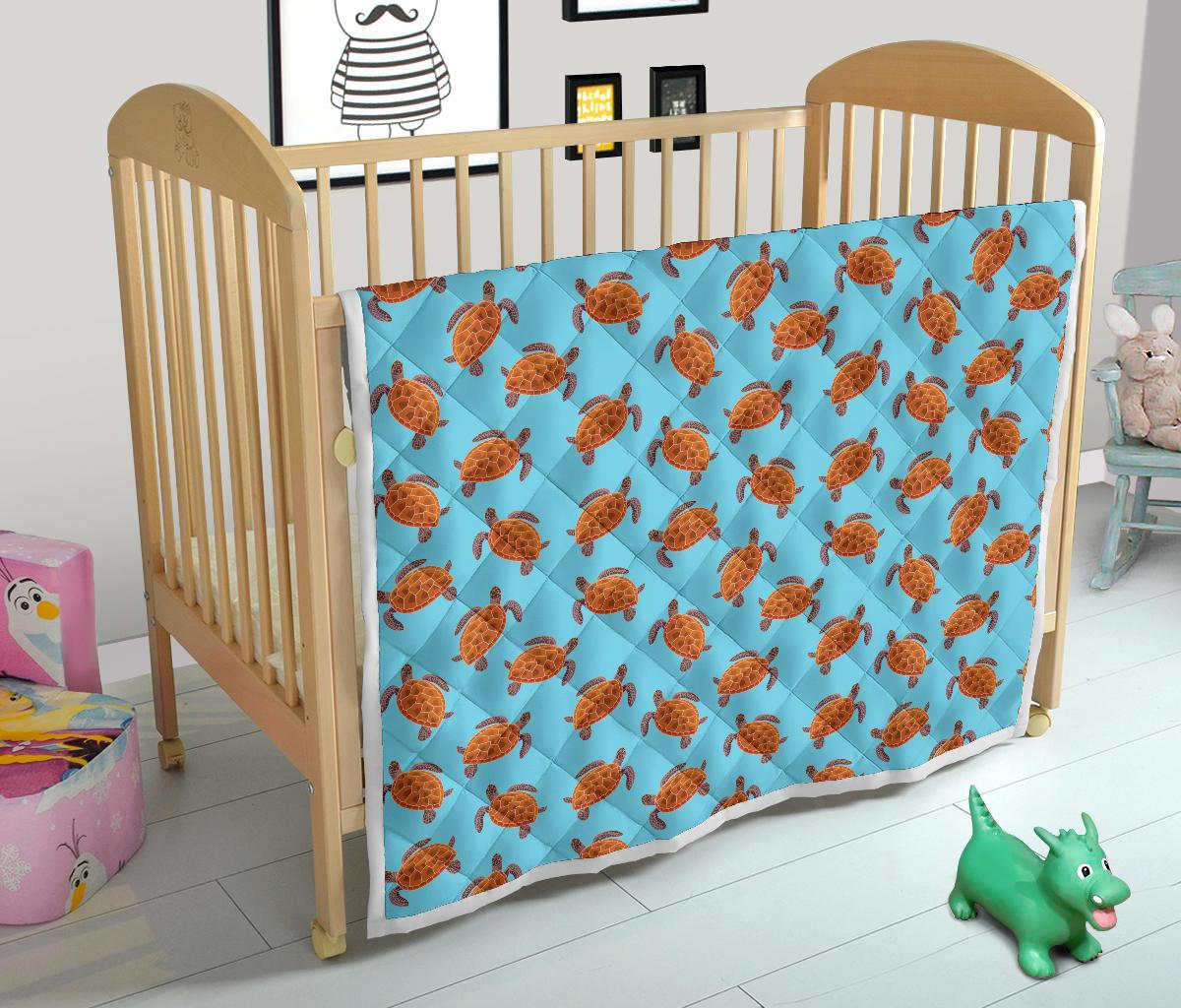 Brow Sea Turtle Print Pattern Premium Quilt-JTAMIGO.COM