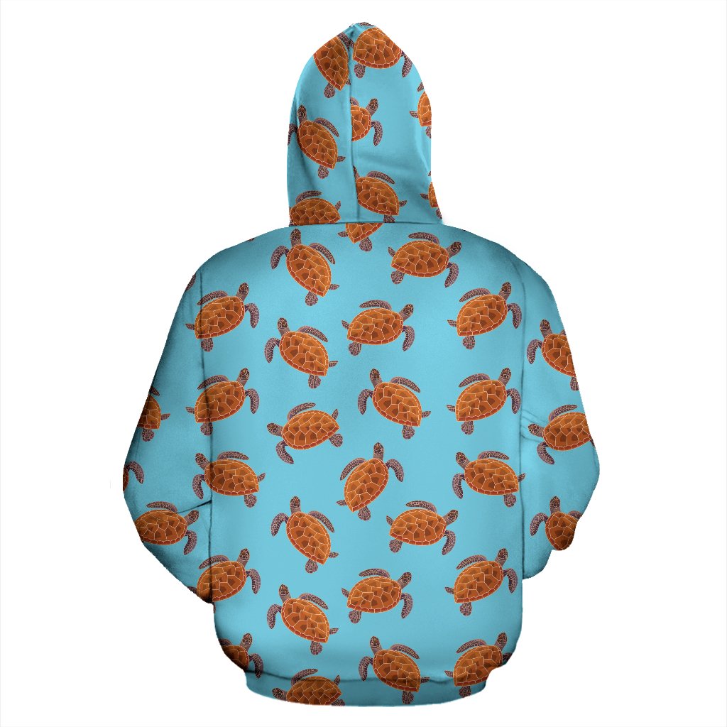 Brow Sea Turtle Print Pattern Pullover Hoodie
