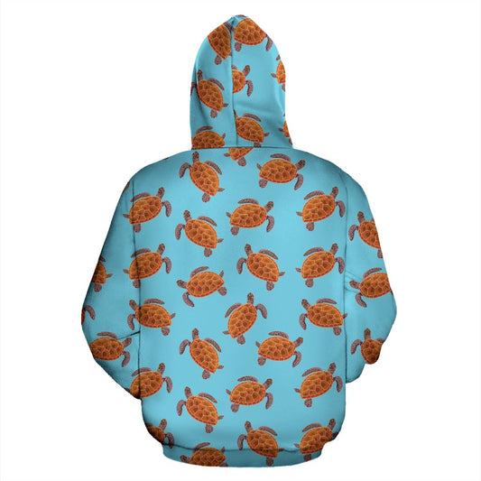 Brow Sea Turtle Print Pattern Pullover Hoodie