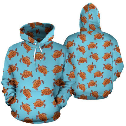 Brow Sea Turtle Print Pattern Pullover Hoodie