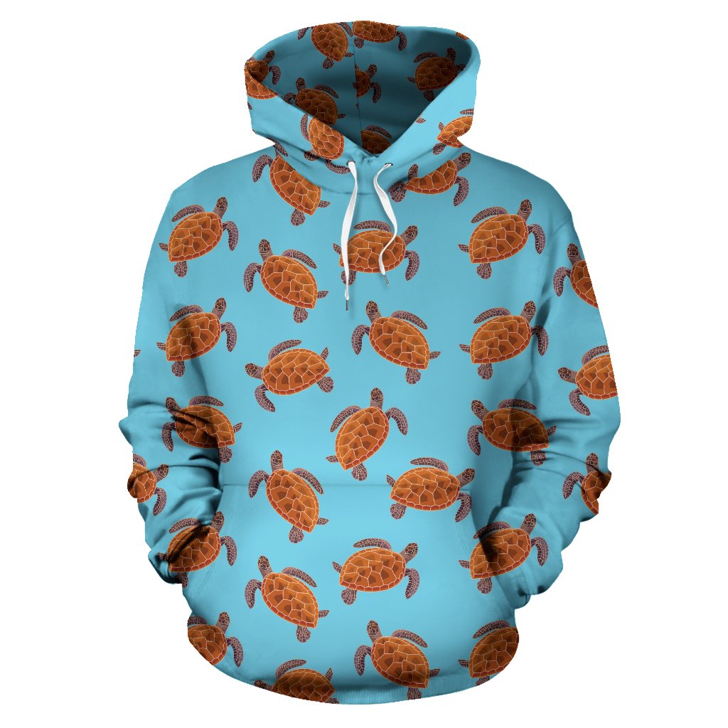 Brow Sea Turtle Print Pattern Pullover Hoodie
