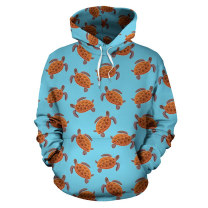 Brow Sea Turtle Print Pattern Pullover Hoodie