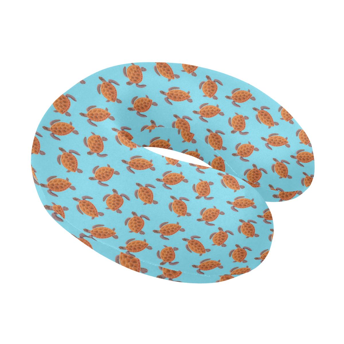 Brow Sea Turtle Print Pattern U-Shaped Travel Neck Pillow-JTAMIGO.COM