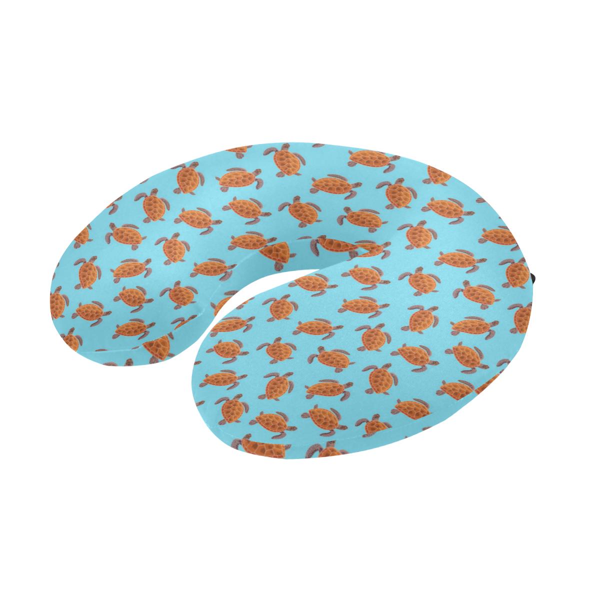 Brow Sea Turtle Print Pattern U-Shaped Travel Neck Pillow-JTAMIGO.COM