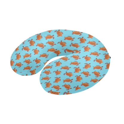 Brow Sea Turtle Print Pattern U-Shaped Travel Neck Pillow-JTAMIGO.COM