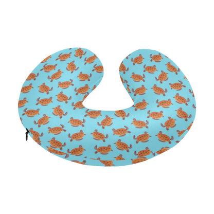 Brow Sea Turtle Print Pattern U-Shaped Travel Neck Pillow-JTAMIGO.COM