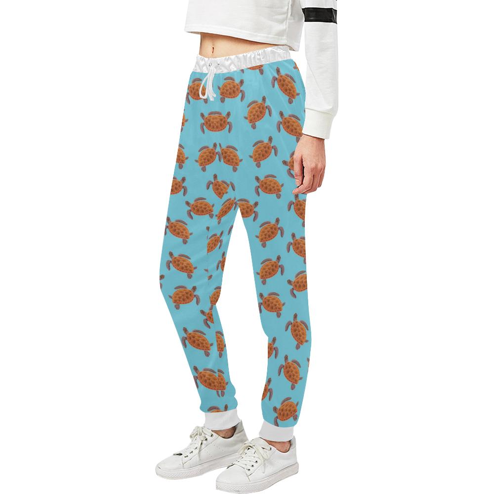 Brow Sea Turtle Print Pattern Unisex Casual Sweatpants (Model L11)-JTAMIGO.COM