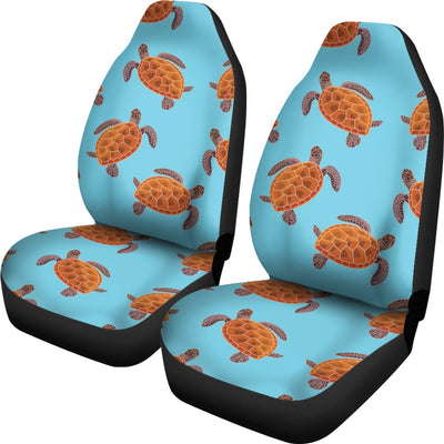 Brow Sea Turtle Print Pattern Universal Fit Car Seat Covers