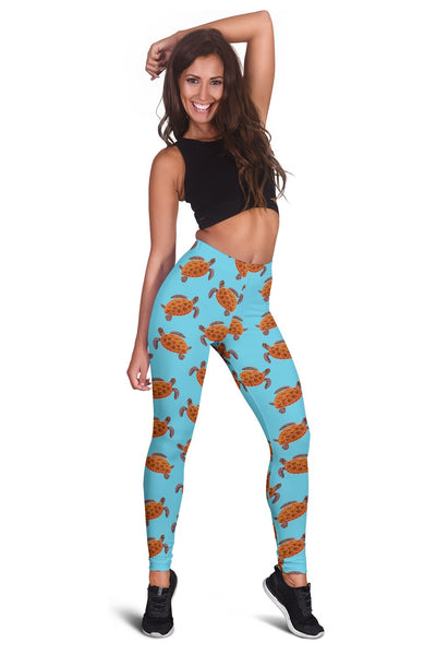 Brow Sea Turtle Print Pattern Women Leggings