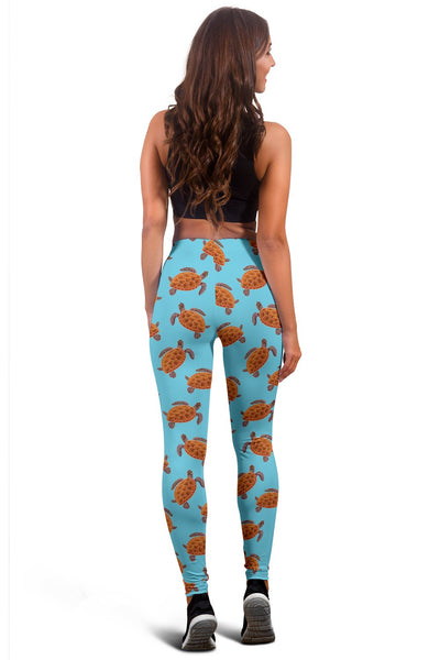 Brow Sea Turtle Print Pattern Women Leggings