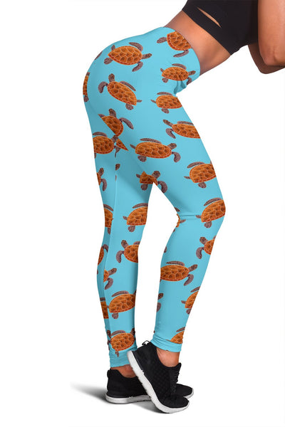 Brow Sea Turtle Print Pattern Women Leggings