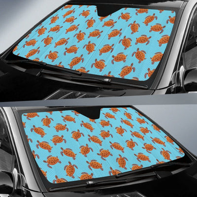 Brown Sea Turtle Print Pattern Car Sun Shade For Windshield