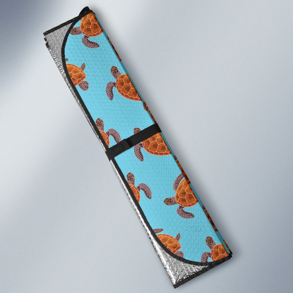 Brown Sea Turtle Print Pattern Car Sun Shade For Windshield
