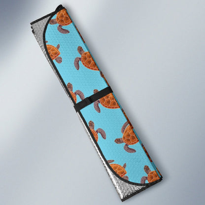 Brown Sea Turtle Print Pattern Car Sun Shade For Windshield