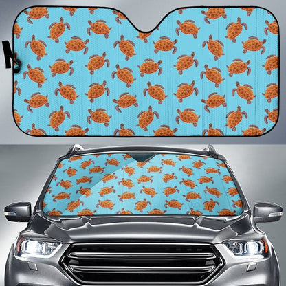 Brown Sea Turtle Print Pattern Car Sun Shade For Windshield