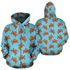 Brown Sea Turtle Print Pattern Zip Up Hoodie
