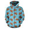 Brown Sea Turtle Print Pattern Zip Up Hoodie