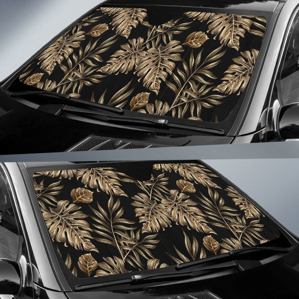Brown Tropical Palm Leaves Car Sun Shade For Windshield