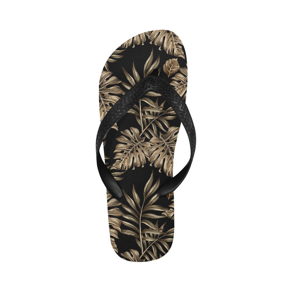 Brown Tropical Palm Leaves Flip Flops-JTAMIGO.COM