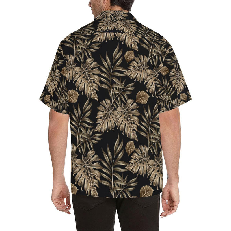 Brown Tropical Palm Leaves Men Aloha Hawaiian Shirt