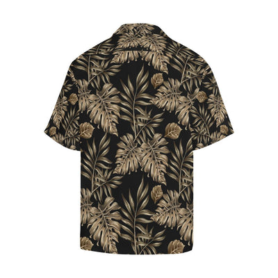 Brown Tropical Palm Leaves Men Aloha Hawaiian Shirt