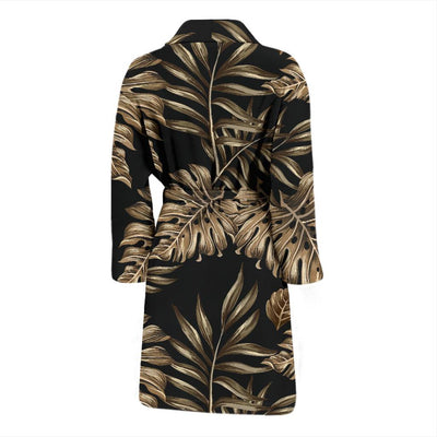 Brown Tropical Palm Leaves Men Bath Robe-JTAMIGO.COM