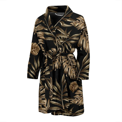 Brown Tropical Palm Leaves Men Bath Robe-JTAMIGO.COM