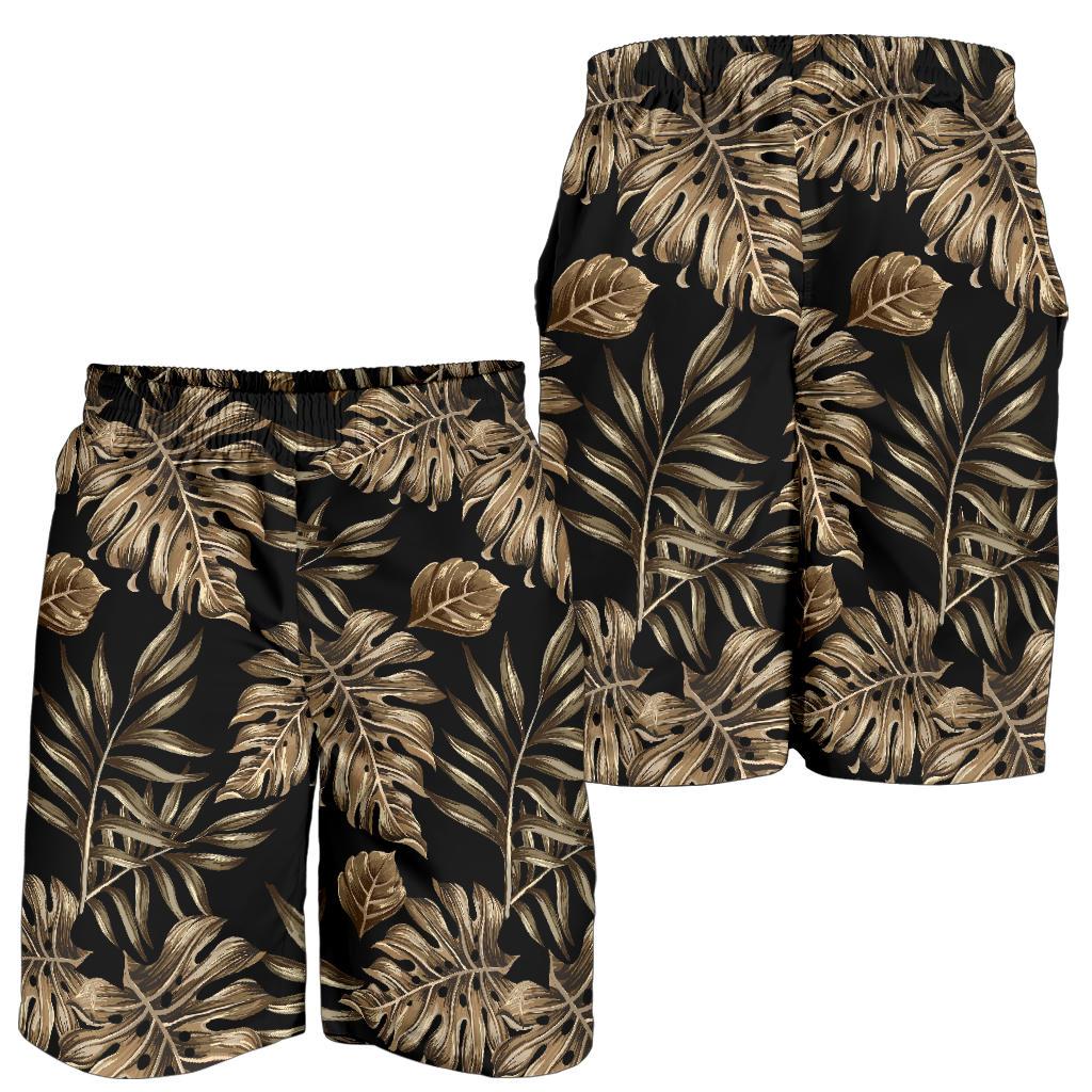 Brown Tropical Palm Leaves Mens Shorts-JTAMIGO.COM