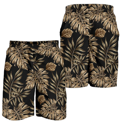 Brown Tropical Palm Leaves Mens Shorts-JTAMIGO.COM