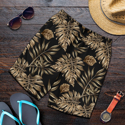 Brown Tropical Palm Leaves Mens Shorts-JTAMIGO.COM