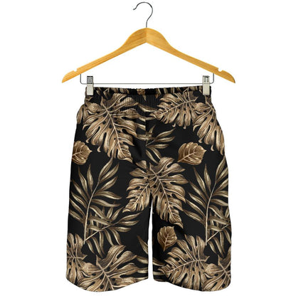Brown Tropical Palm Leaves Mens Shorts-JTAMIGO.COM